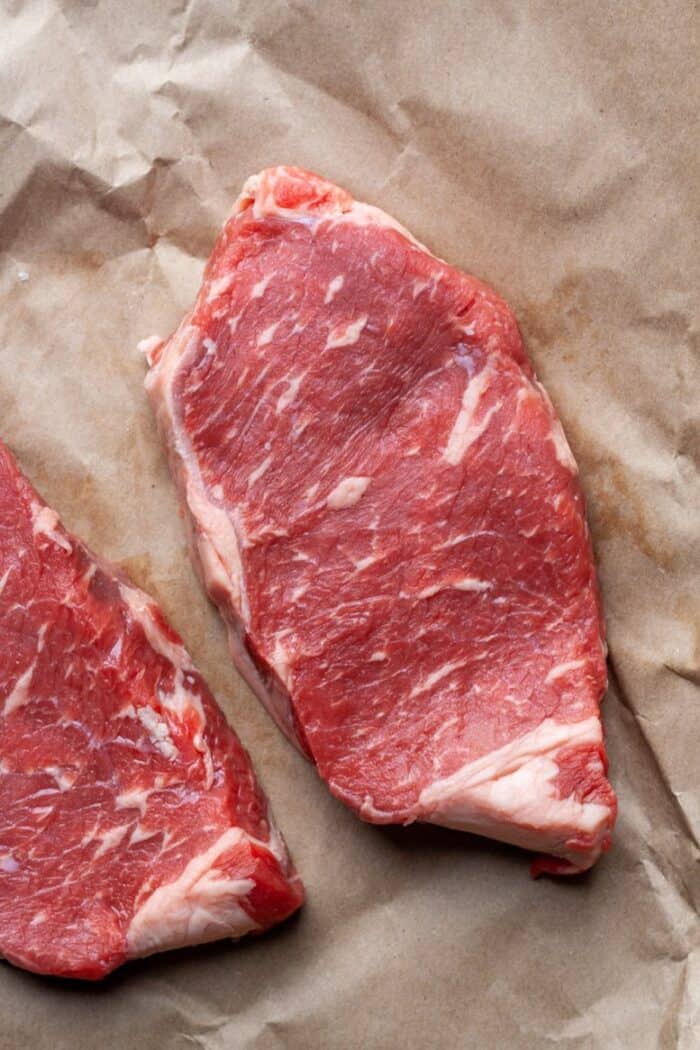 Sirloin steak on paper