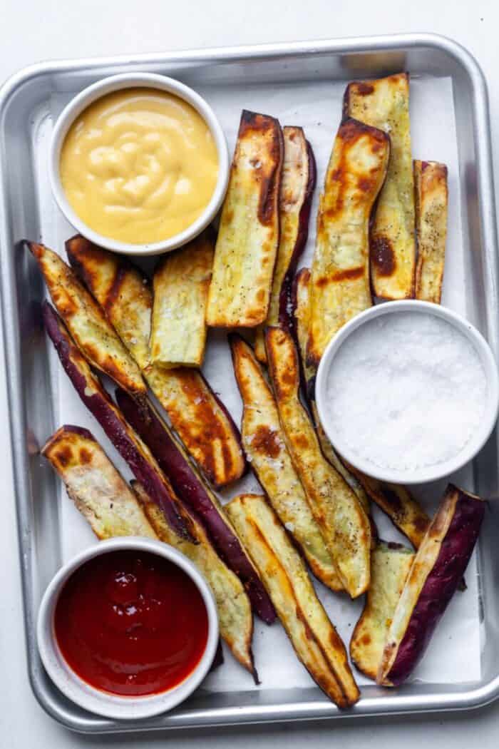 Japanese sweet potato fries with ketchup