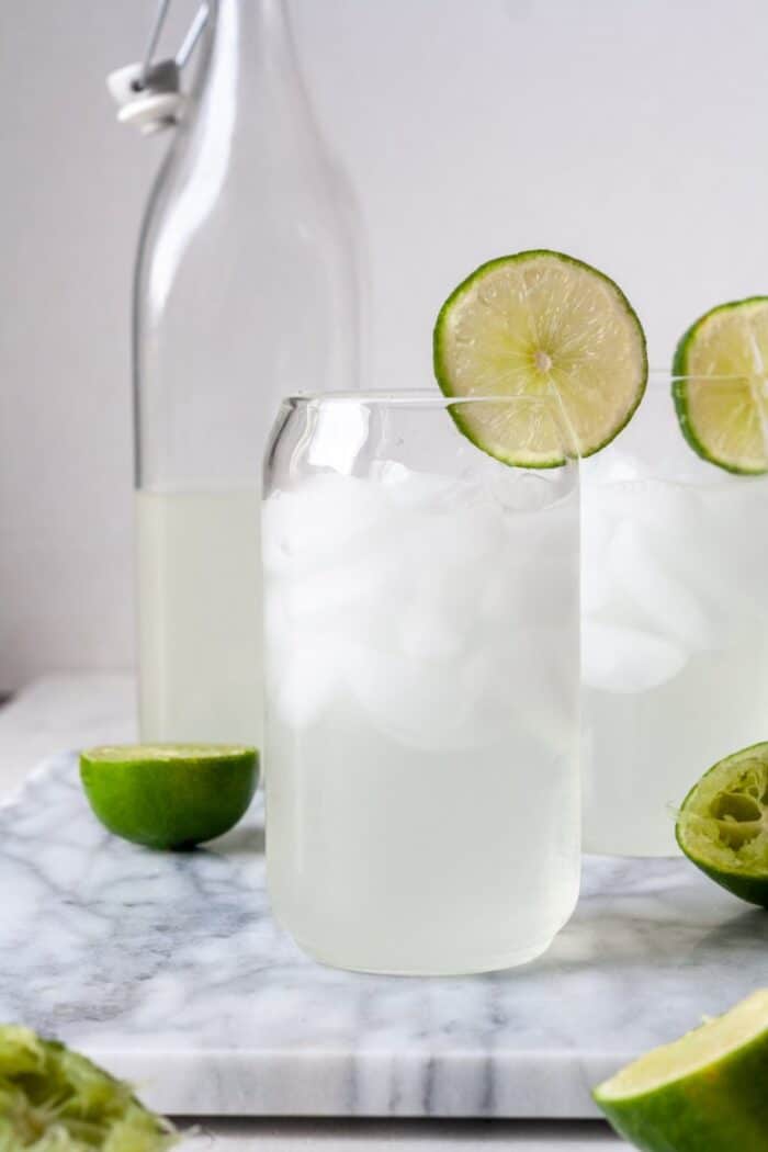 Lime juice in glass cups