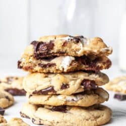 Stack of chocolate chip marshmallow cookies