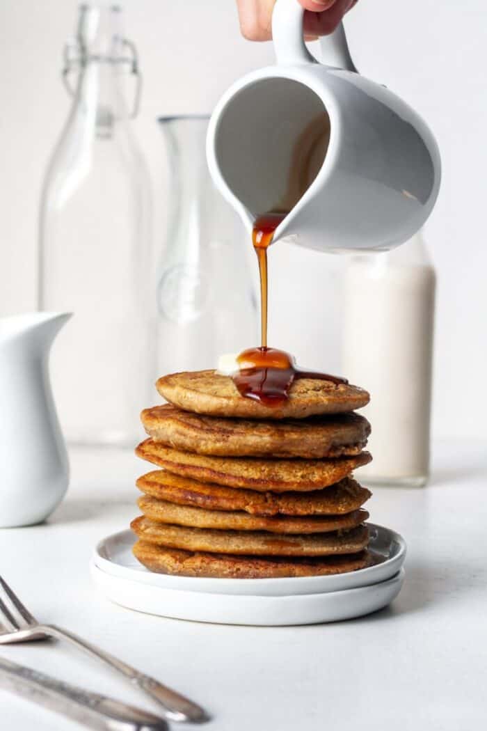 Maple syrup on pancakes