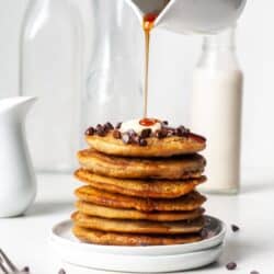 Fluffy oat flour pancakes with syrup