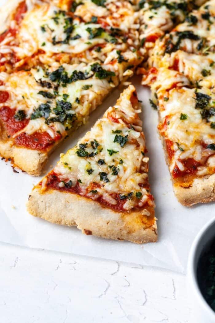 Paleo pizza crust with cheese