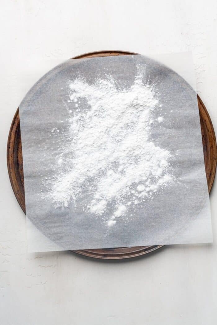 Tapioca flour on pan