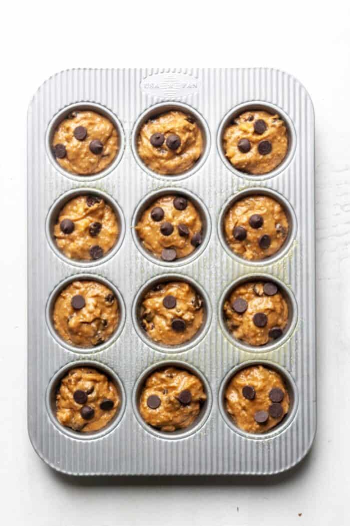 Muffin pan with batter