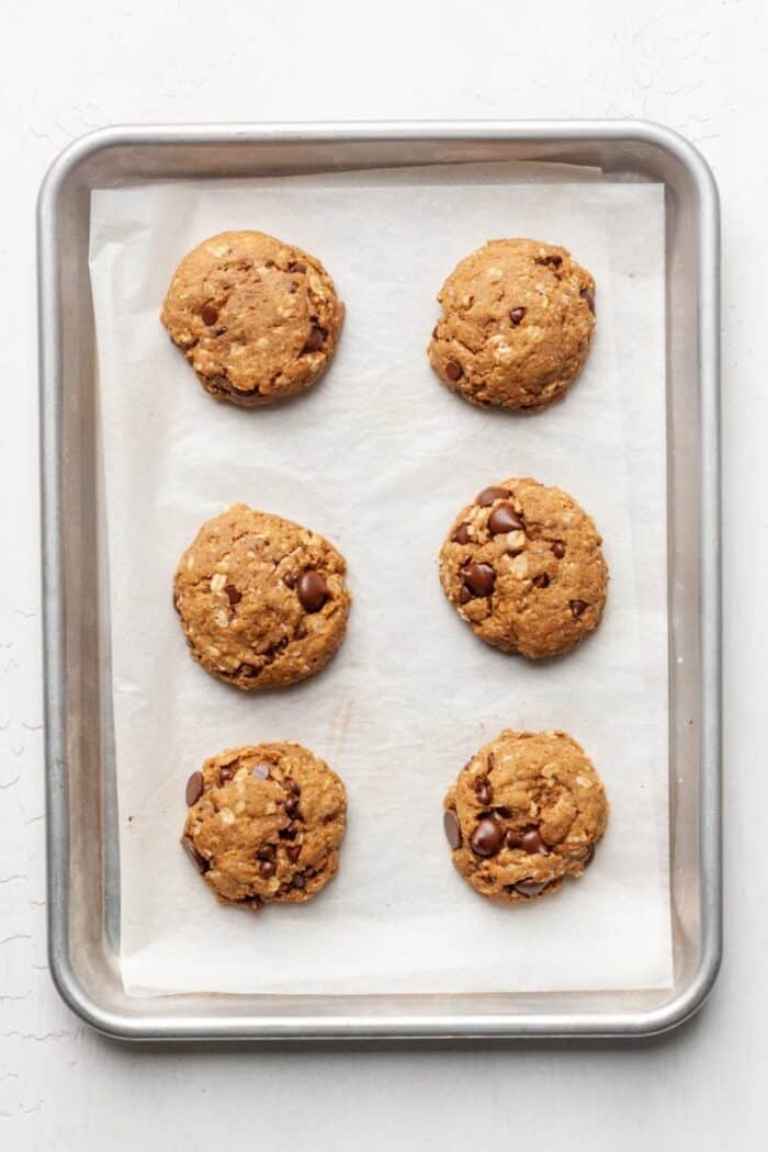 Cookies with oatmeal on pan