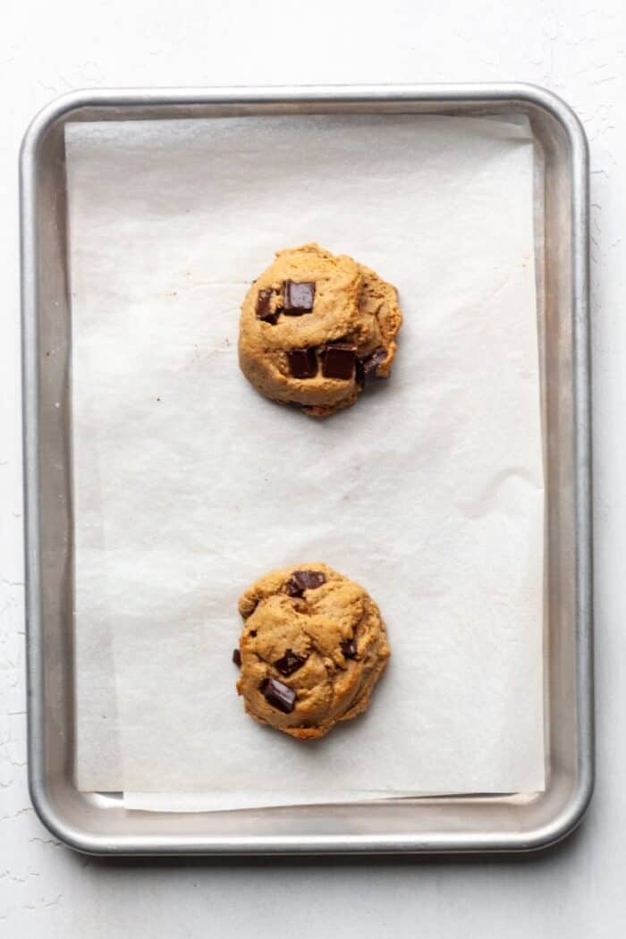 High protein vegan cookies with chocolate chunks