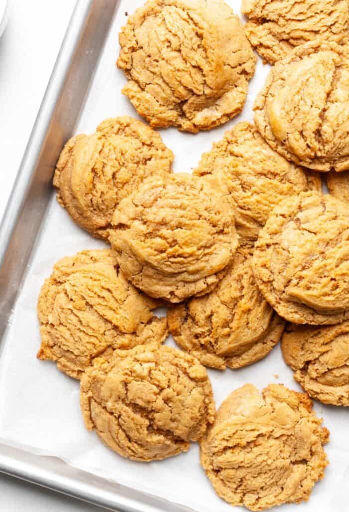 Cookies made with cashew butter on pan