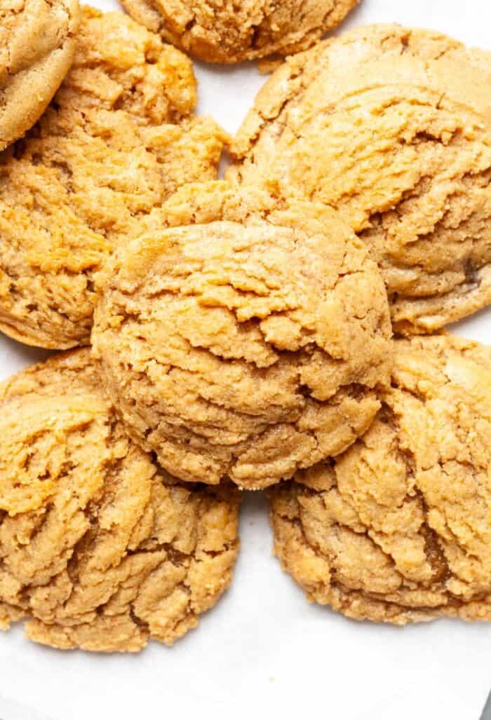 Cashew butter cookies on parchment paper