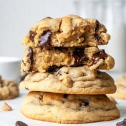 Stack of gluten free peanut butter cookies