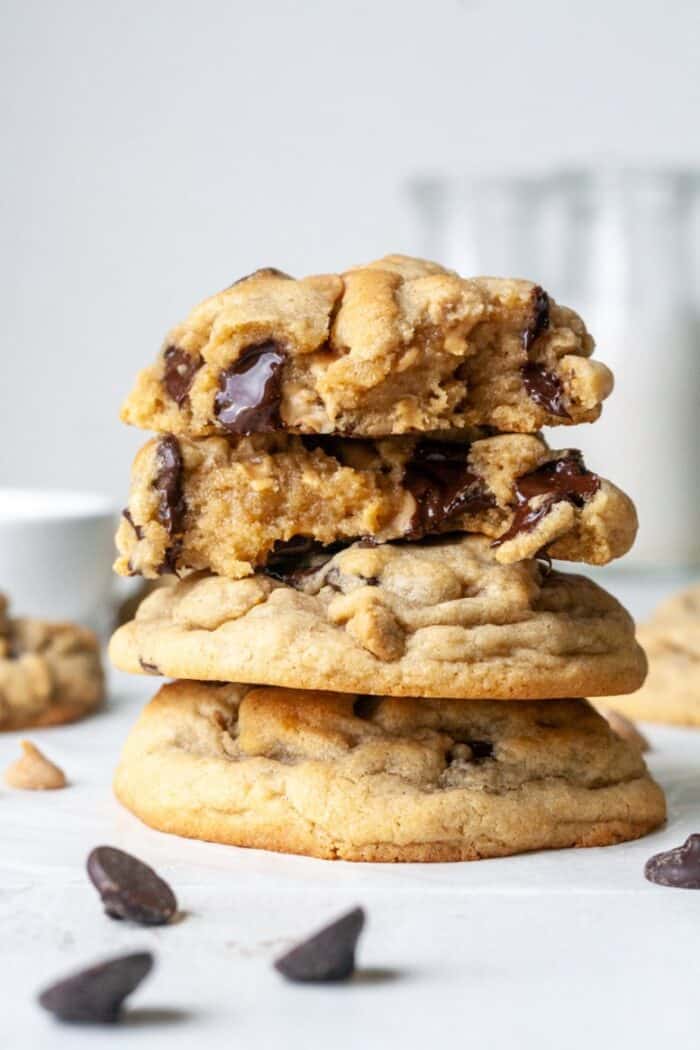 Stack of gluten free peanut butter cookies