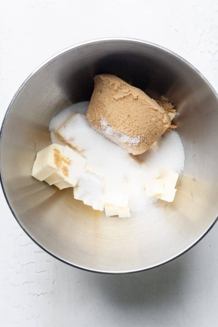 Mixing bowl with butter and sugar