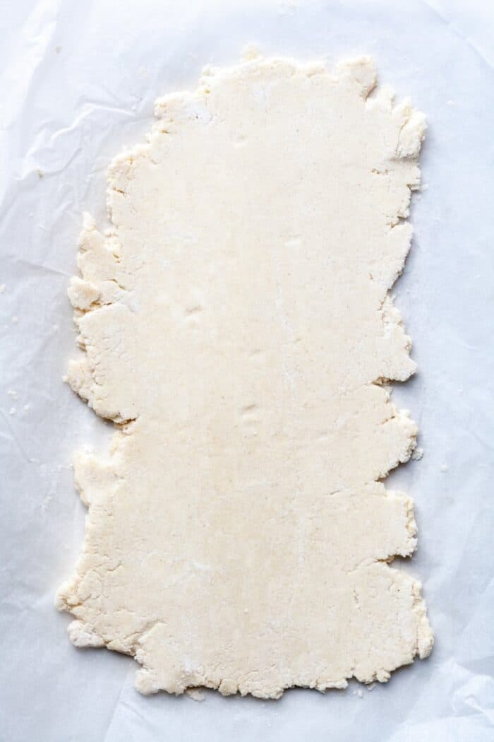 Rolled out puff pastry dough