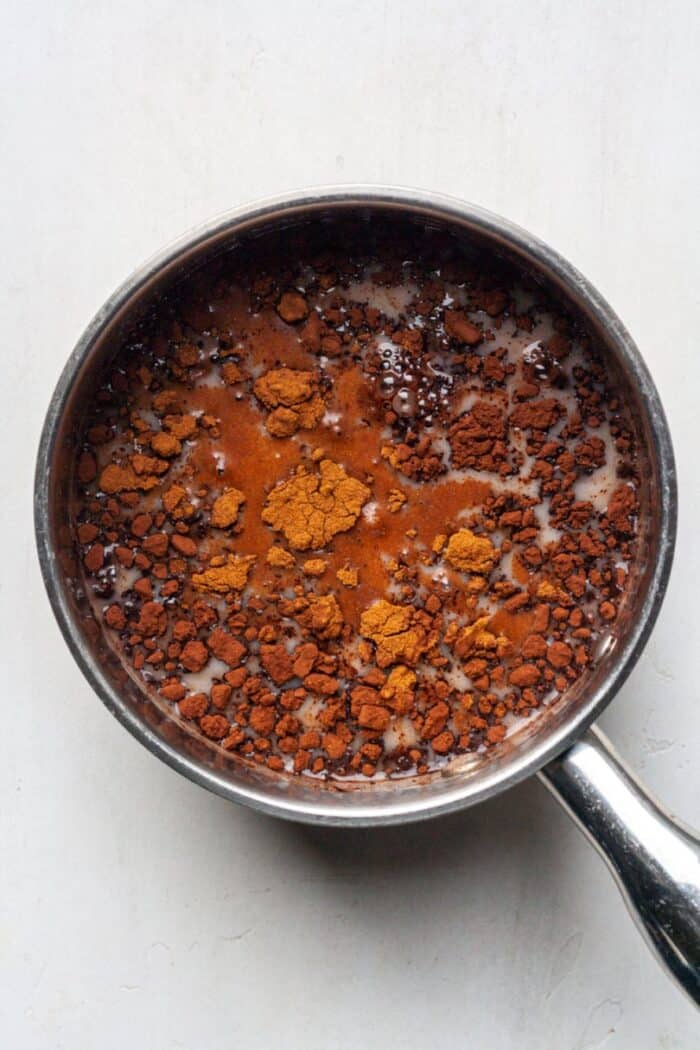 Hot cocoa in pot