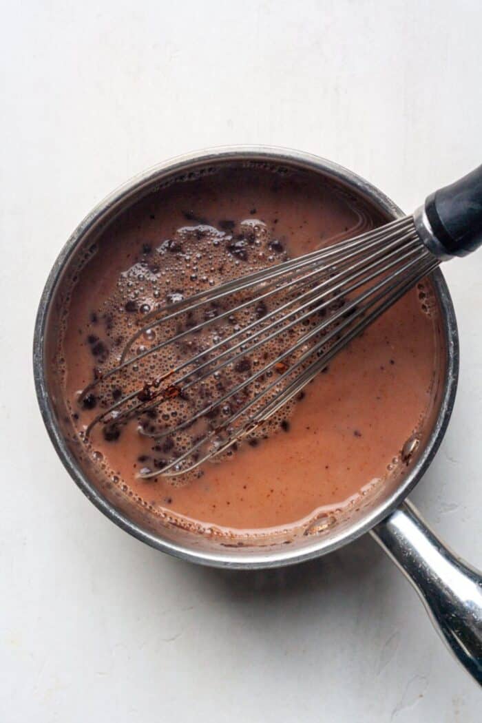 Chocolate milk in pot