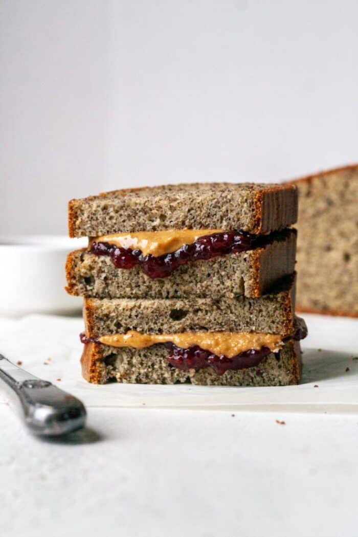 Almond butter and jelly sandwich