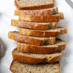 Sliced Paleo bread on parchment paper