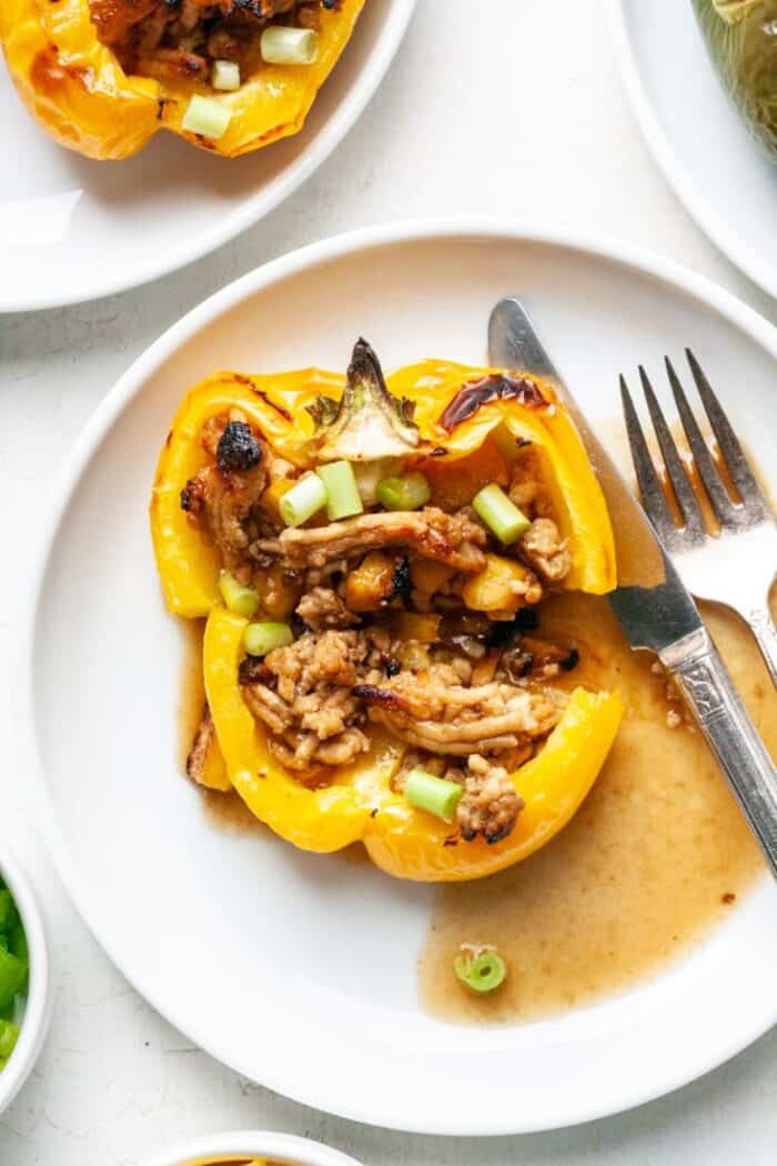 Healthy stuffed peppers on plate