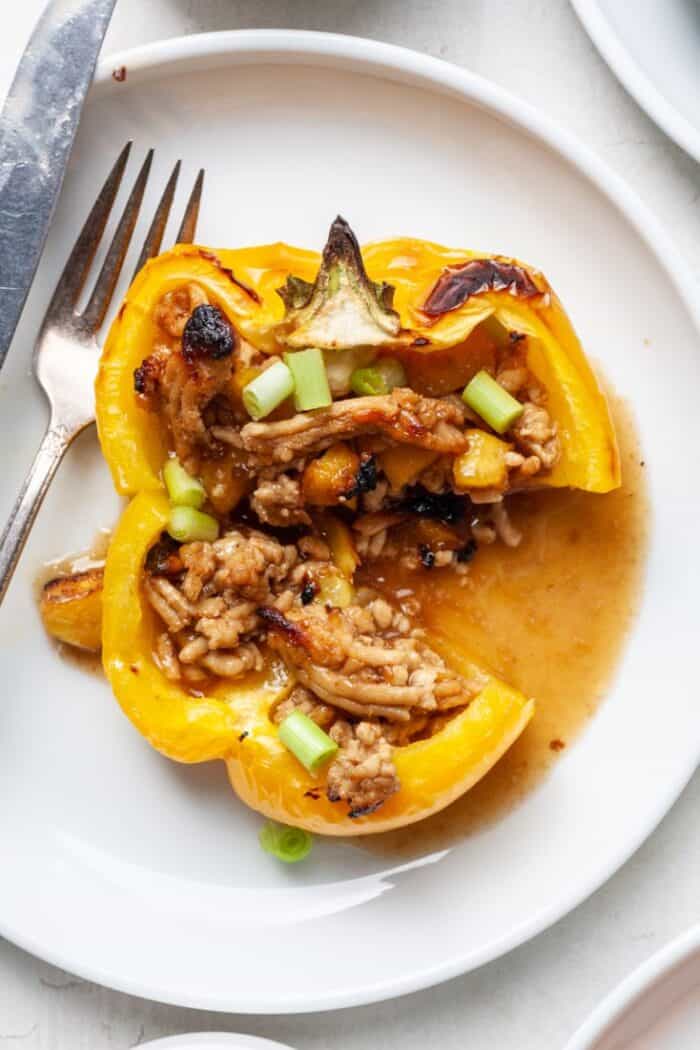 Paleo stuffed peppers with chicken and pineapple