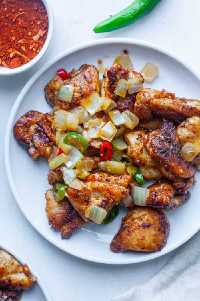 Chinese chicken on plate