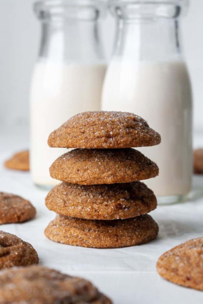 Vegan gluten free ginger cookies with milk