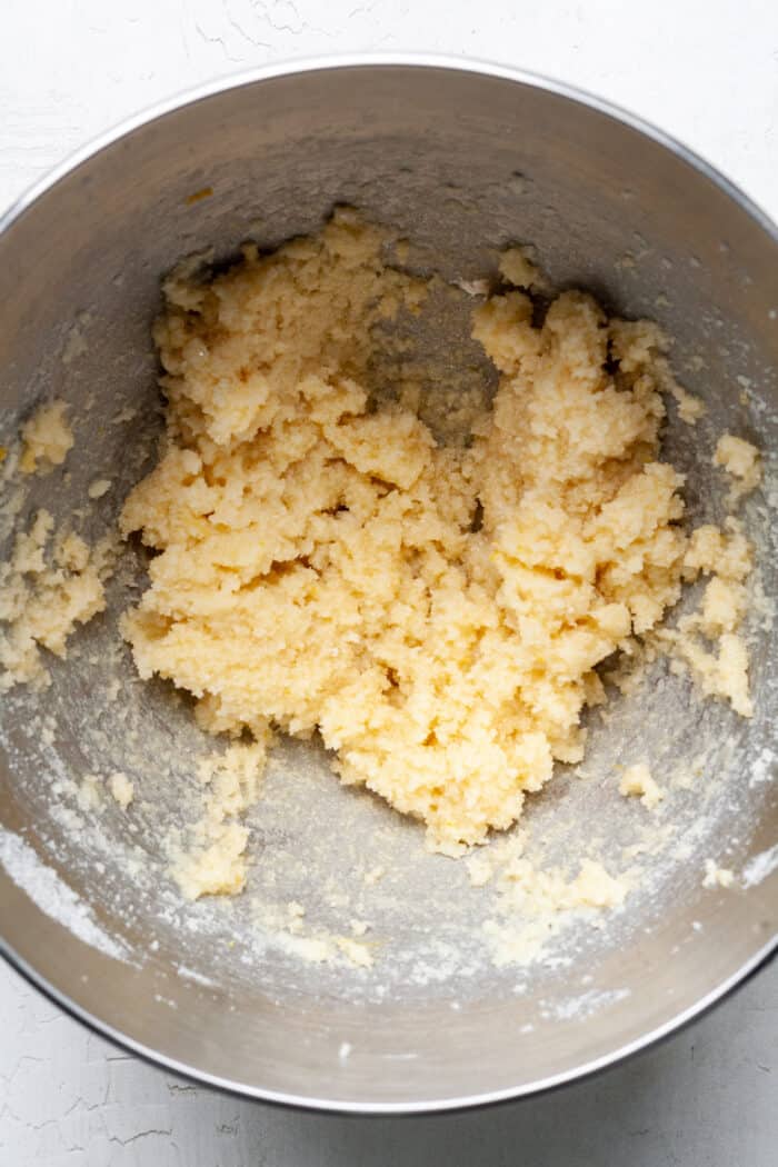 Dough in mixing bowl