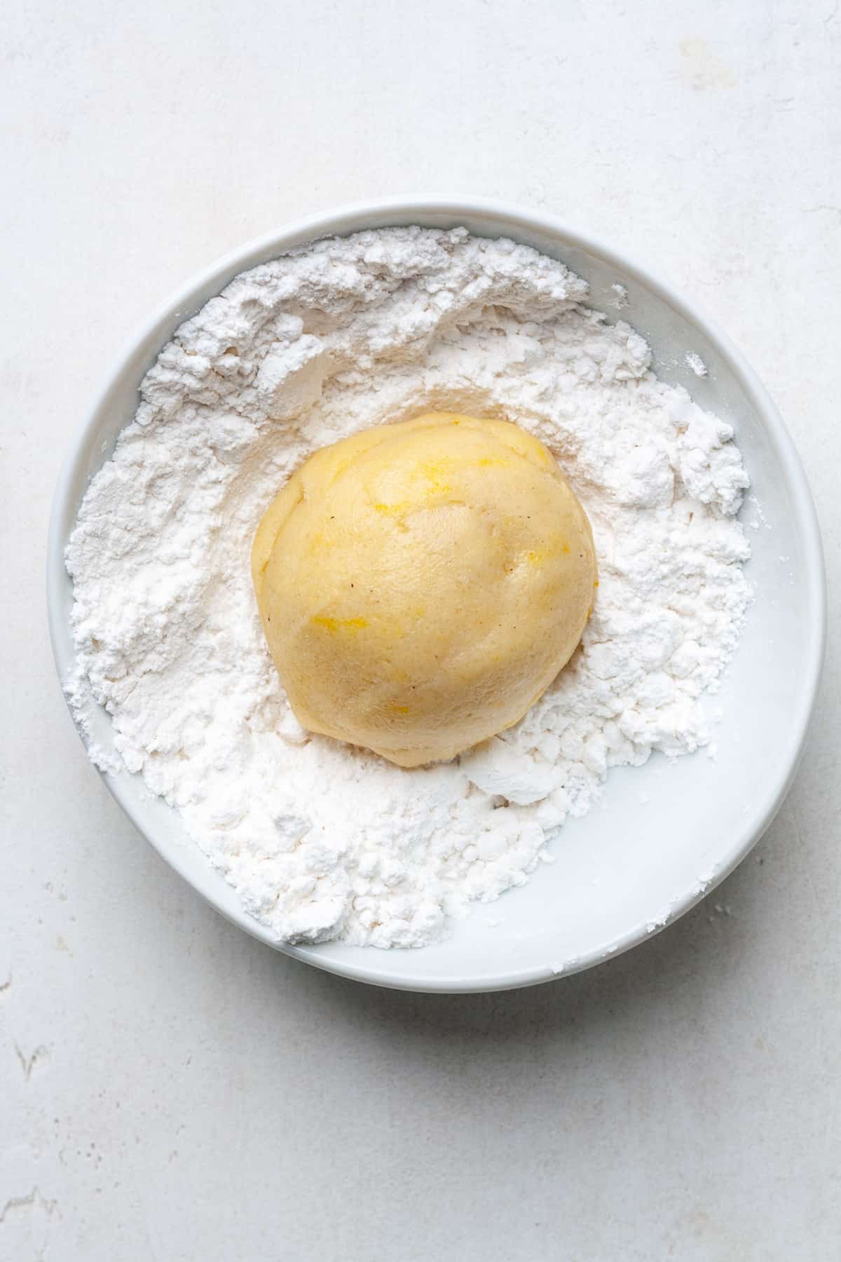 Dough in powdered sugar