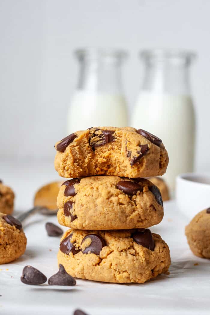 Stack of protein chocolate chip cookies