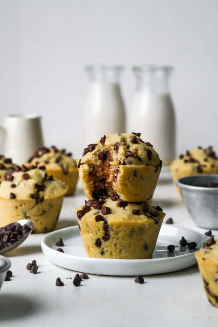 Vegan chocolate chip muffins with almond milk