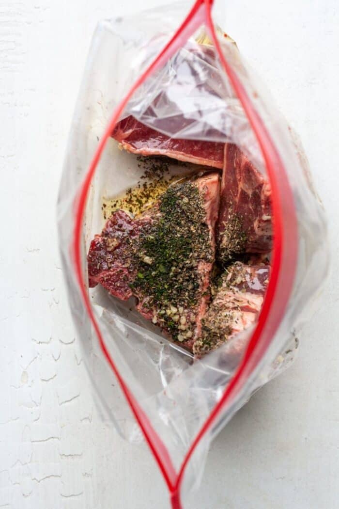 Meat marinade in bag