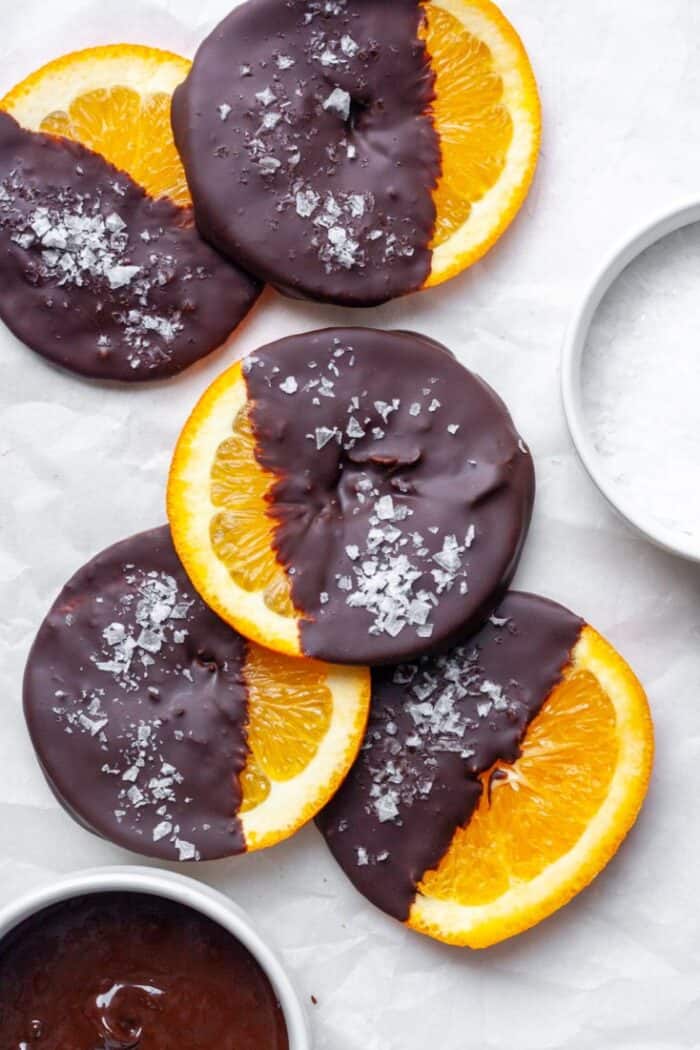 Dark chocolate covered orange slices