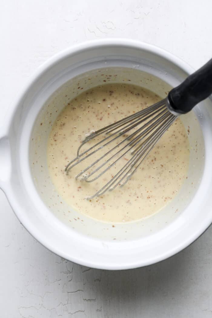 Raw batter in mixing bowl