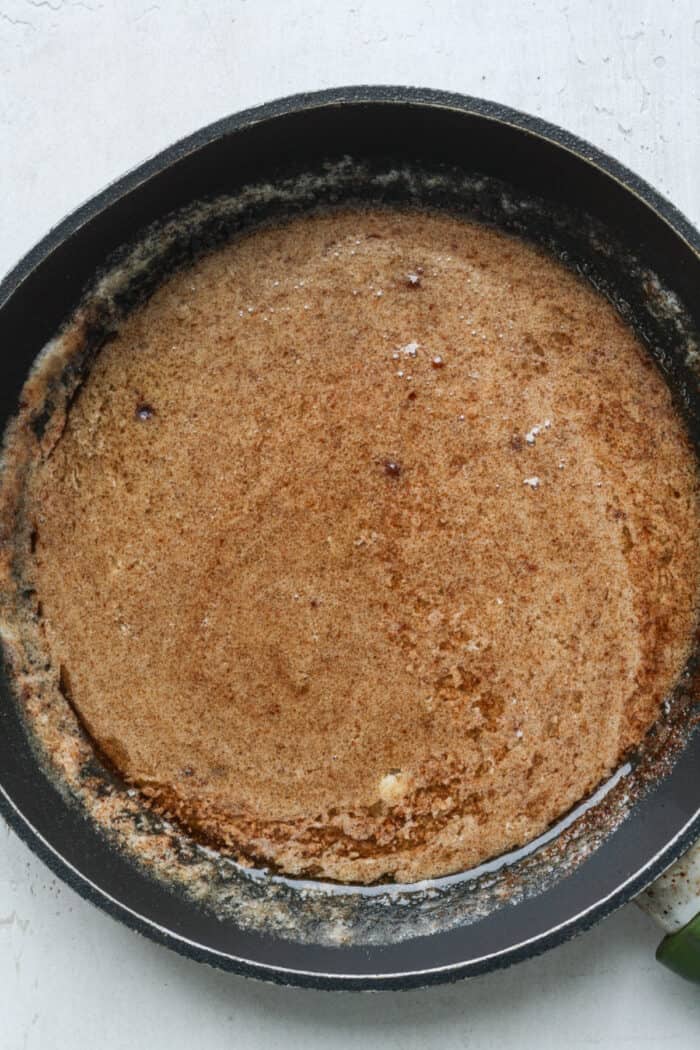 Sweet caramel sauce in pan