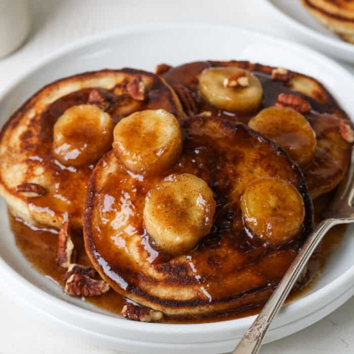 Bananas Foster Pancakes Organically Addison