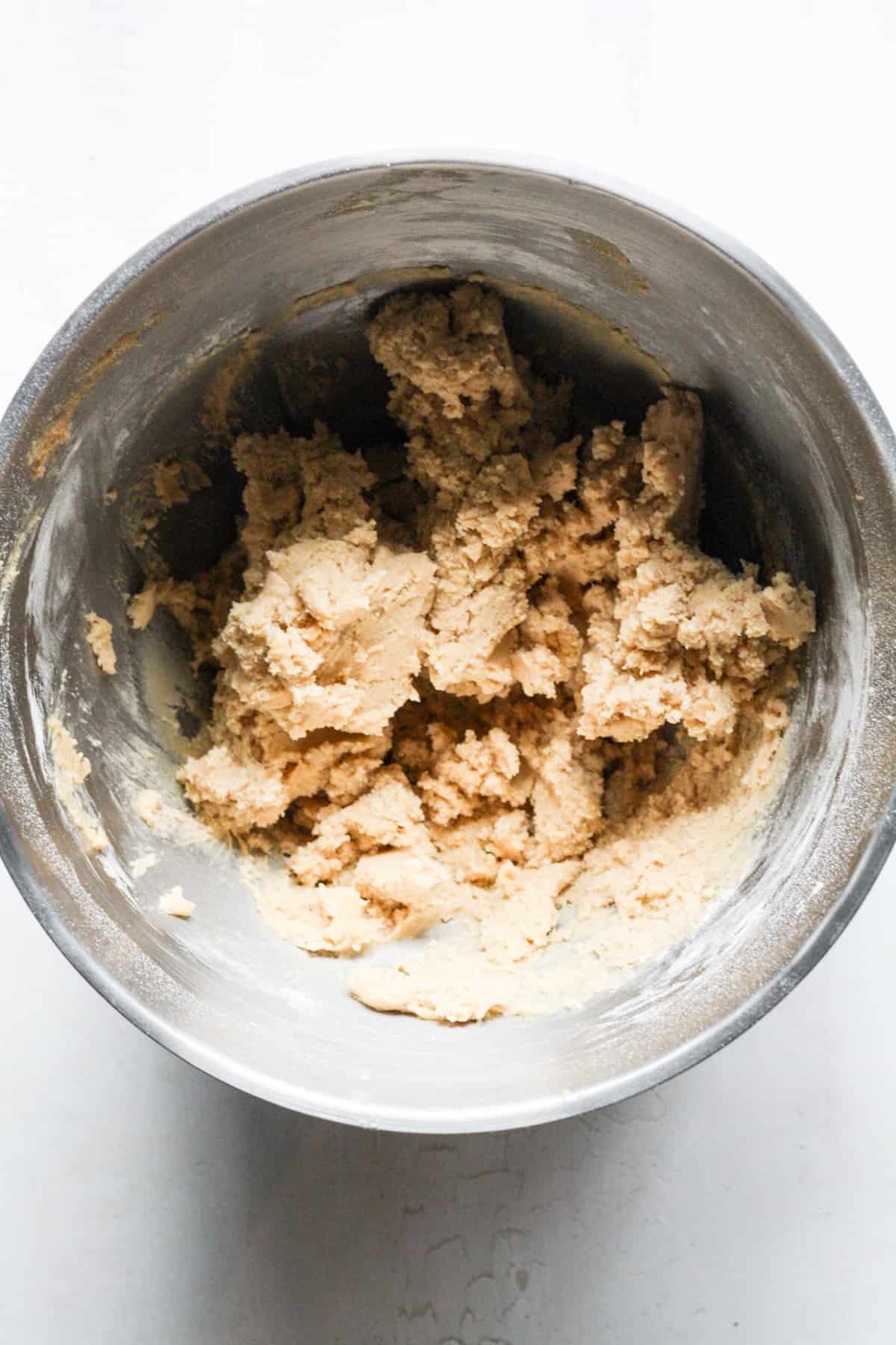 Really thick cookie dough in bowl