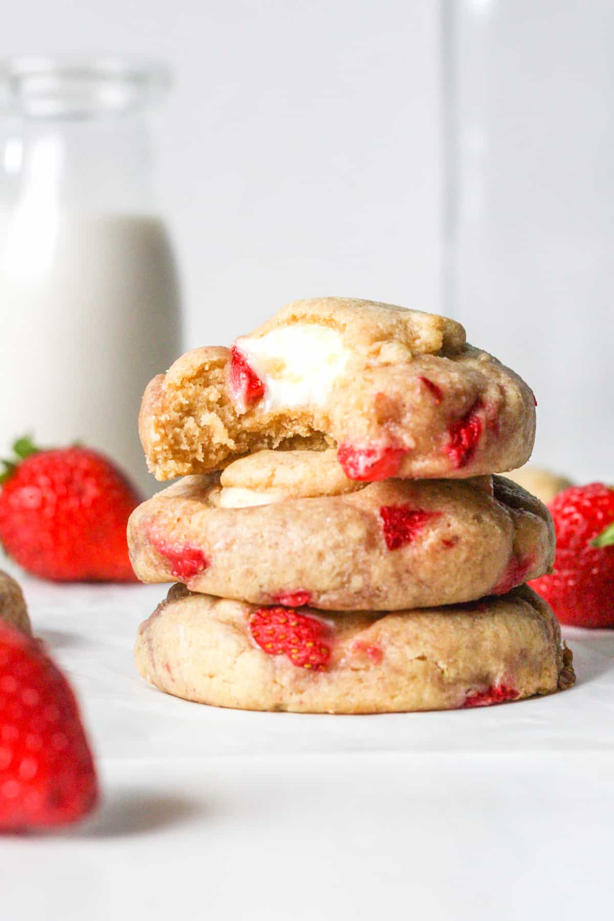 Strawberry Cream Cheese Chip Cookies - KMarie Kitchen