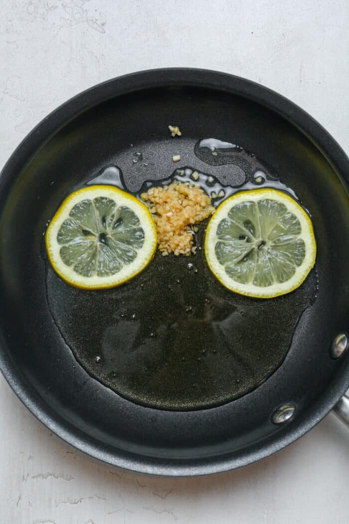 Lemon in skillet