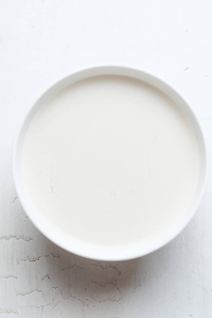 Milk in white bowl
