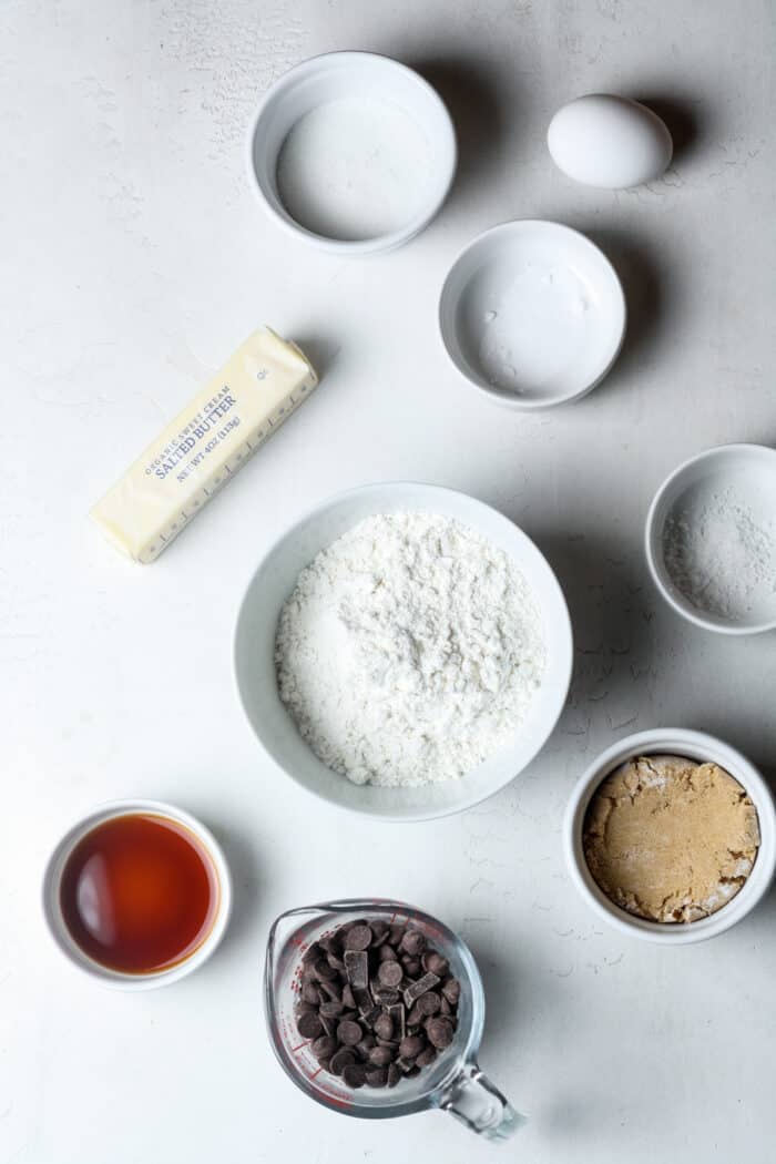 Group of ingredients laid out for cookies