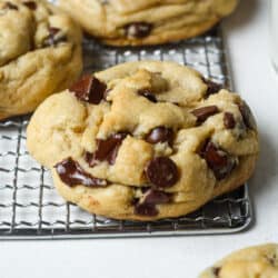 Small batch chocolate chip cookies on wire rack