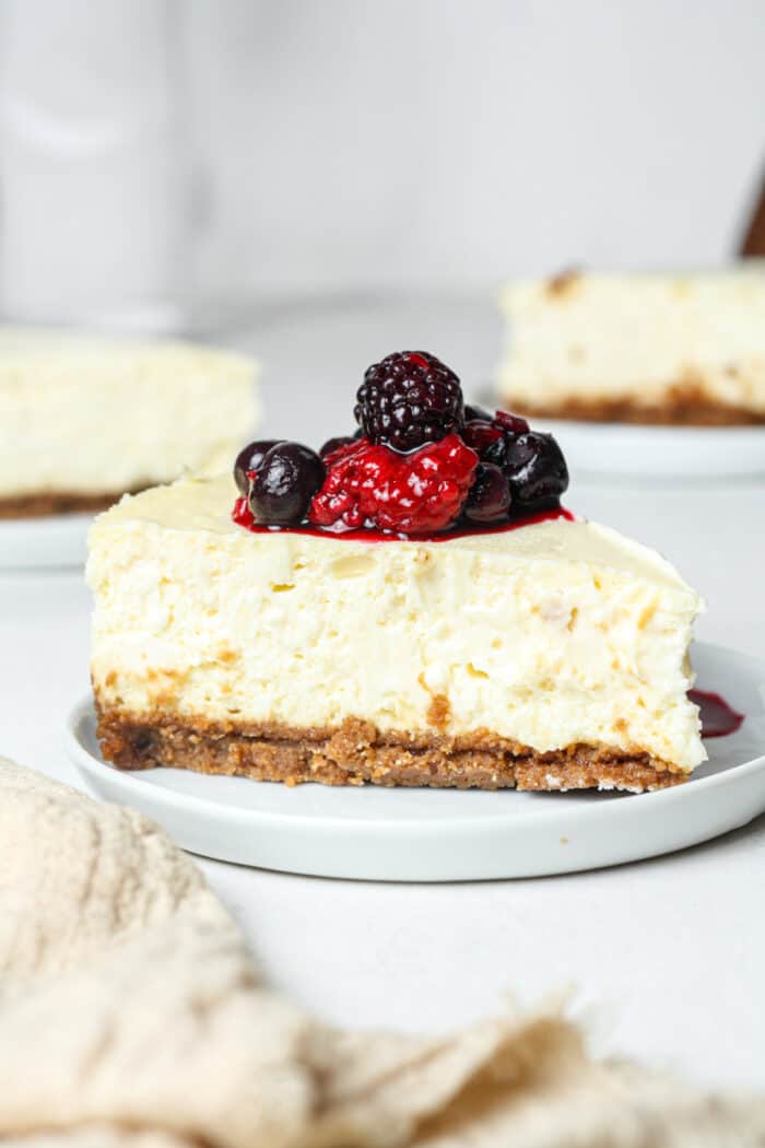 Gluten free cheesecake with berry topping