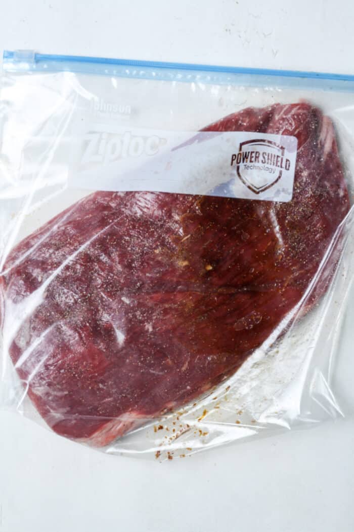 Steak in zippered bag