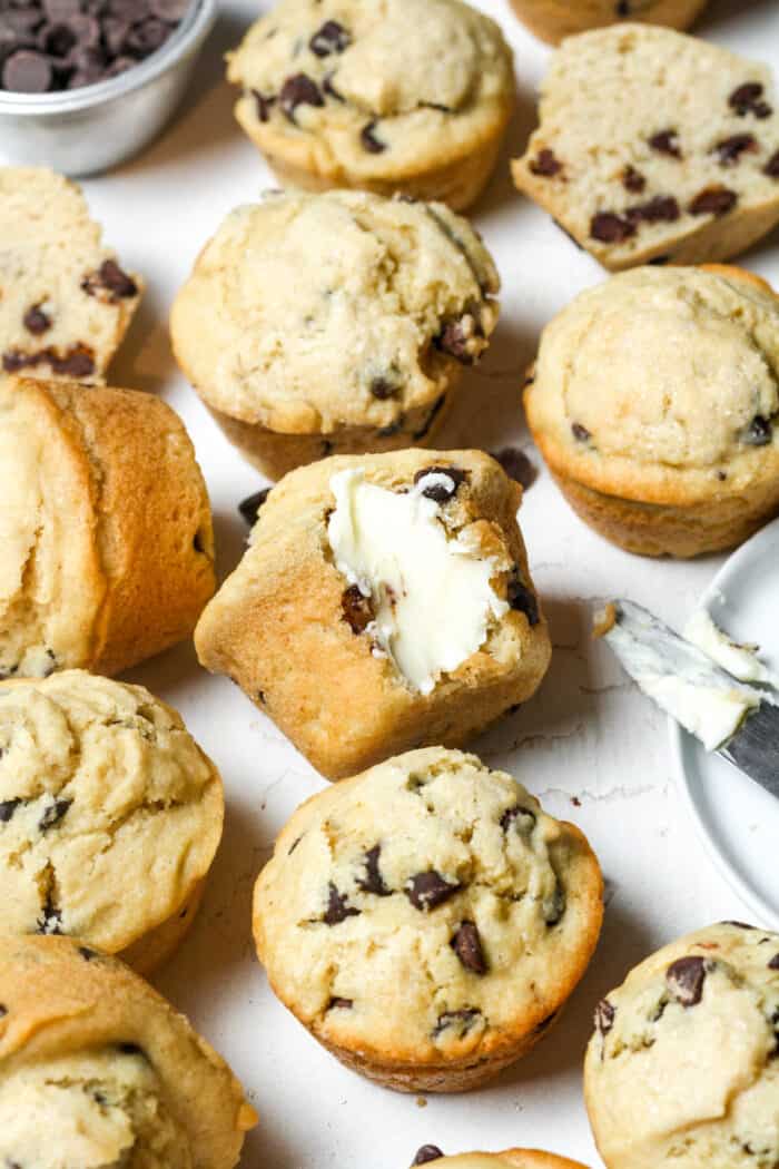 Group of muffins with butter