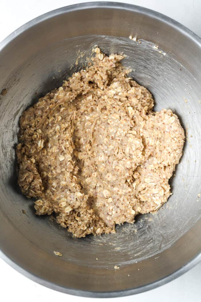 Vegan oatmeal cookie dough in bowl