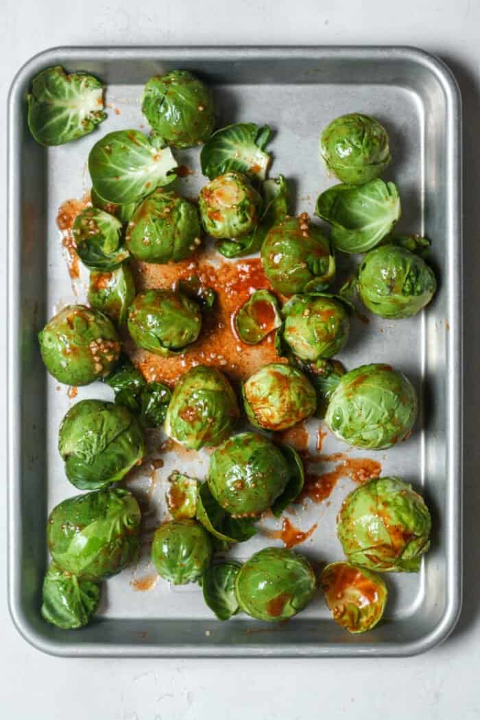 Pan with Brussels sprouts