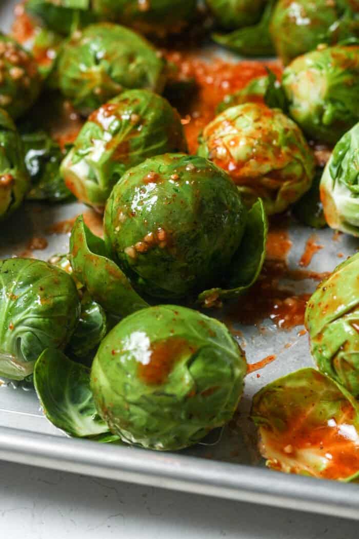 Spicy Brussels on pan