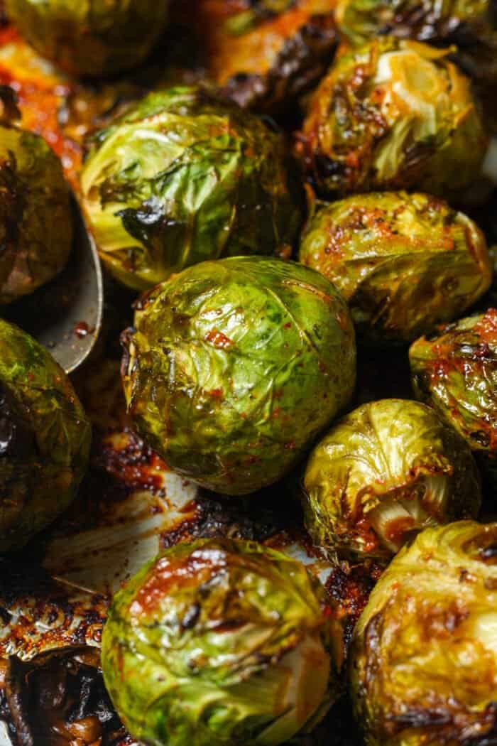 Healthy roasted Asian flavored Brussels sprouts