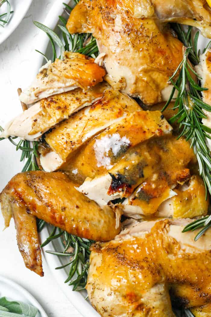 Sliced Instant Pot whole chicken