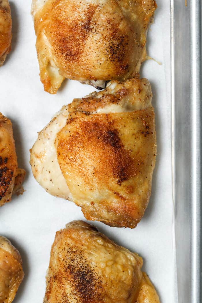 Crispy chicken on pan