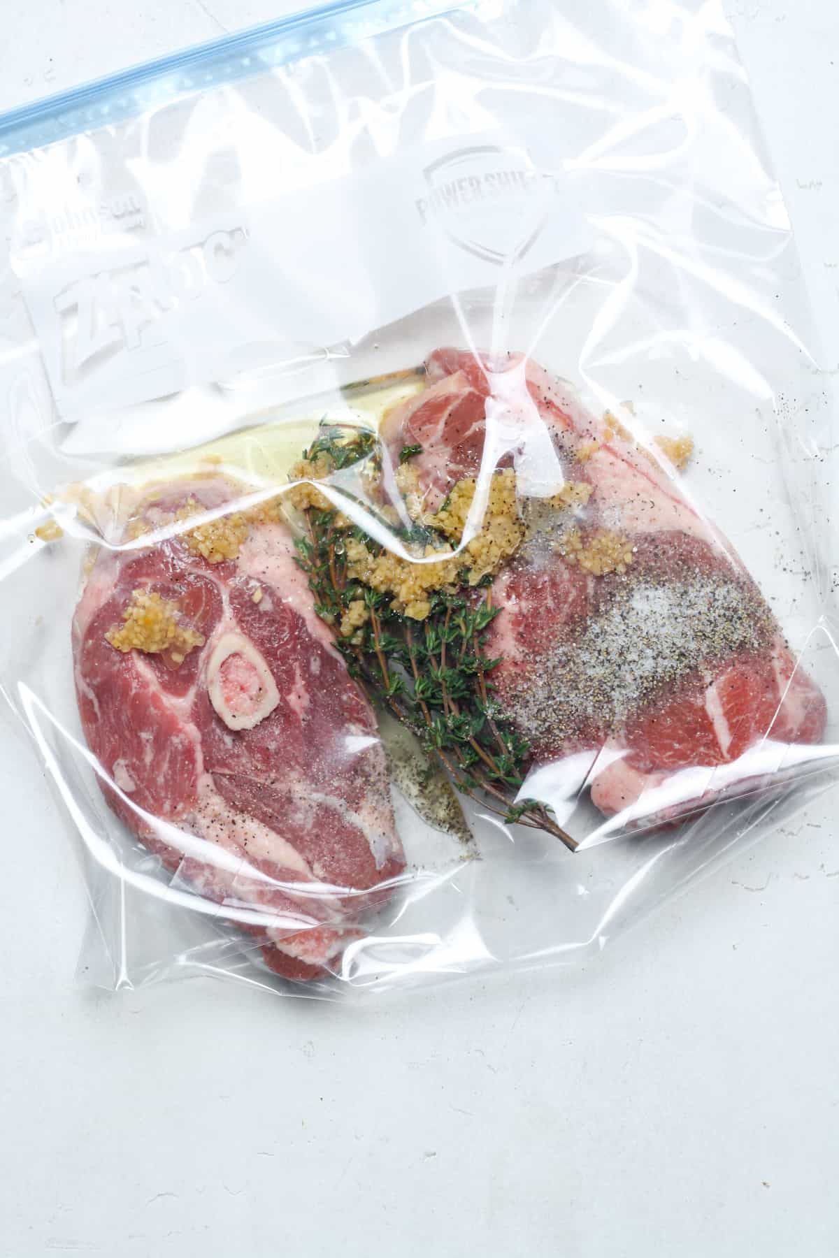 Meat inside a zippered bag